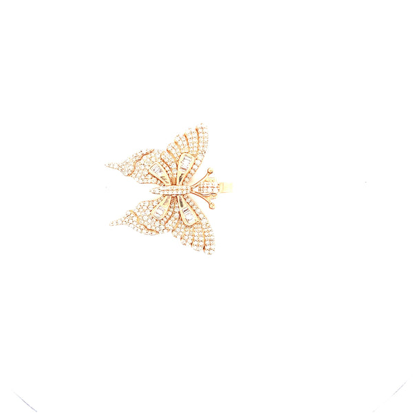 10K rose gold butterfly diamond pendant