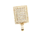 10K Yellow gold natural diamond square shape pendant