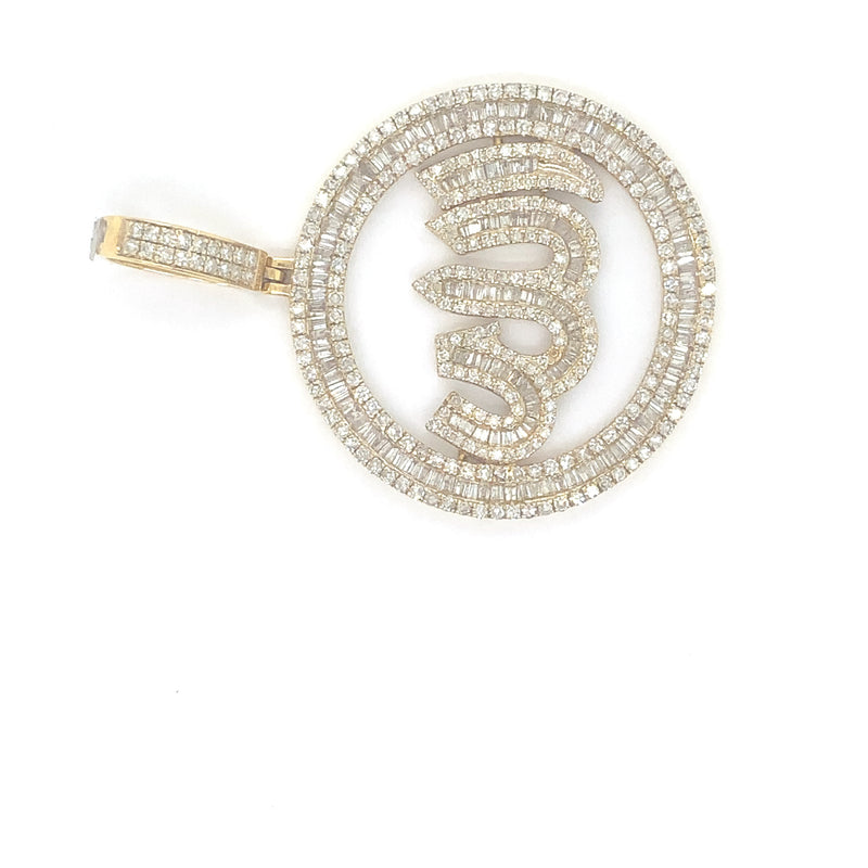 10K yellow gold allah pendant natural diamond