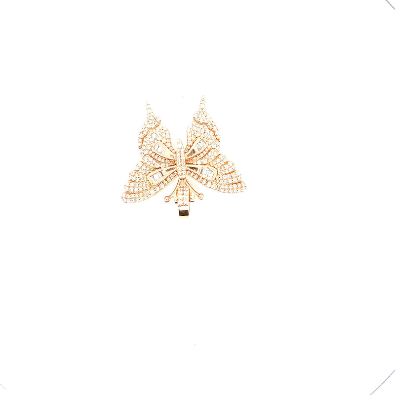 10K rose gold butterfly diamond pendant