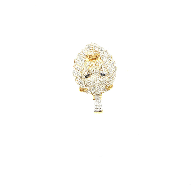 10k yellow gold lion head pendant