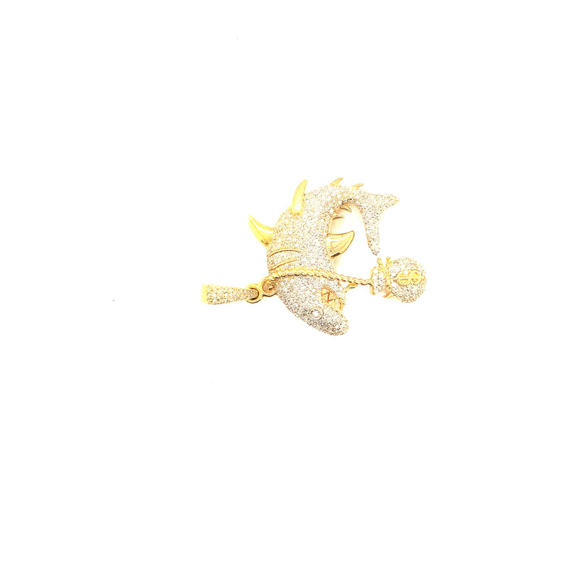 10k yellow gold shark pendant