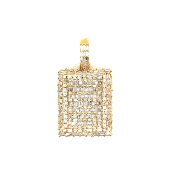 10K Yellow gold natural diamond square shape pendant