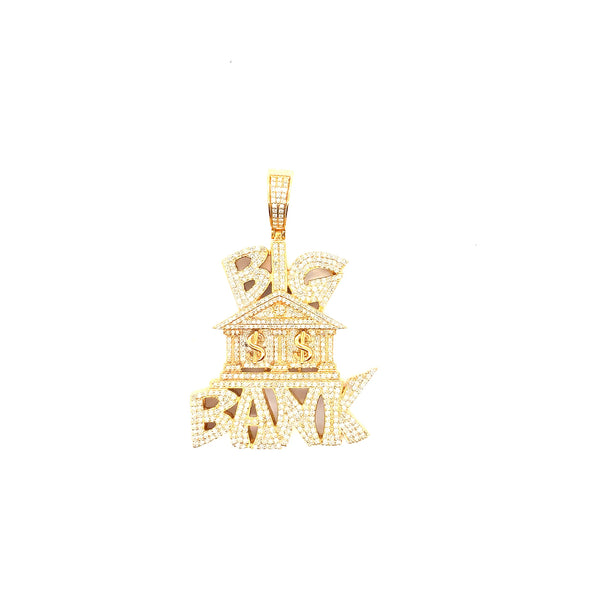 10k yellow gold big bank pendant