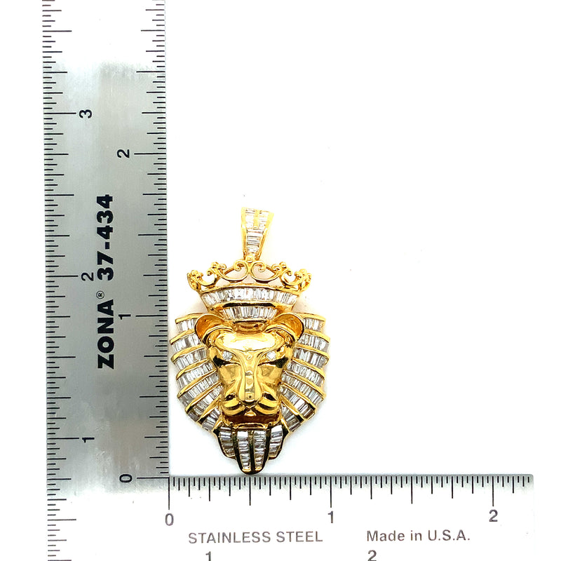 10k yellow gold lion face pendant