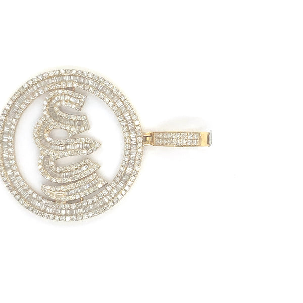 10K yellow gold allah pendant natural diamond