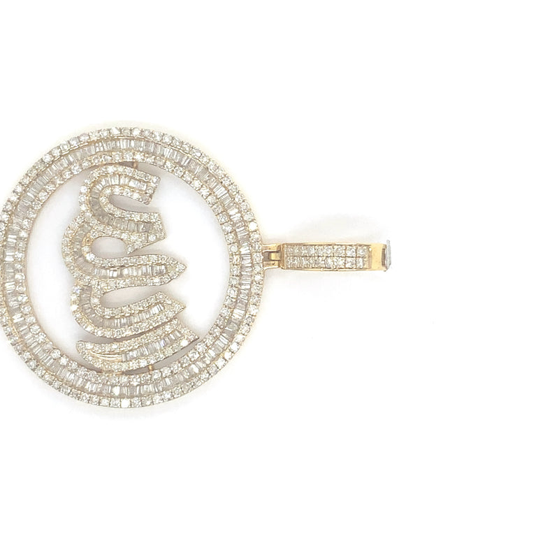 10K yellow gold allah pendant natural diamond