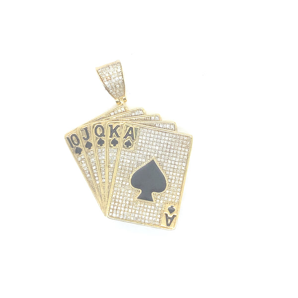 10K yellow gold cards pendant