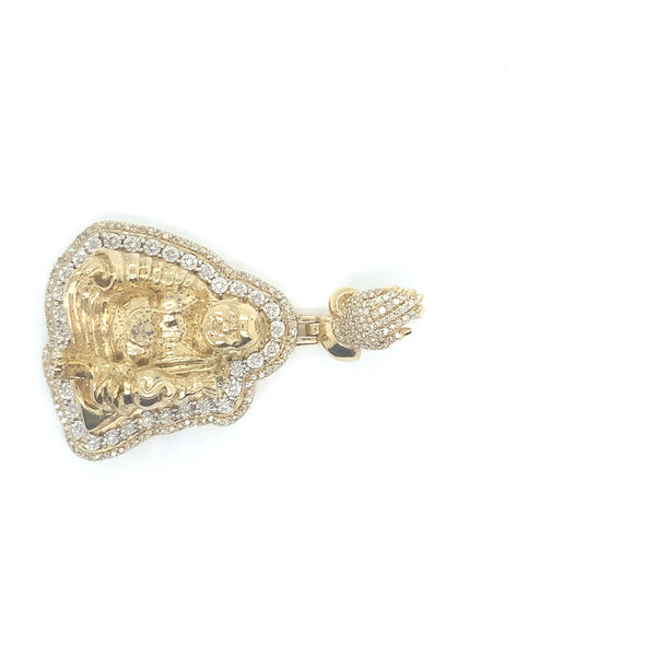 10k yellow gold Buda pendant natural diamond