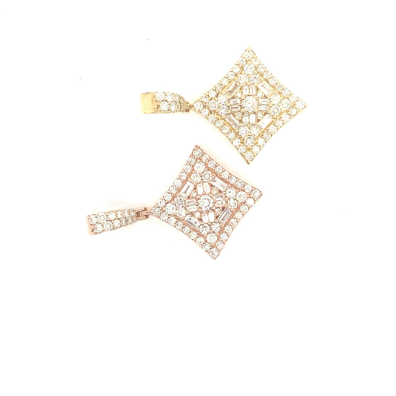10k gold diagonal shape pendant