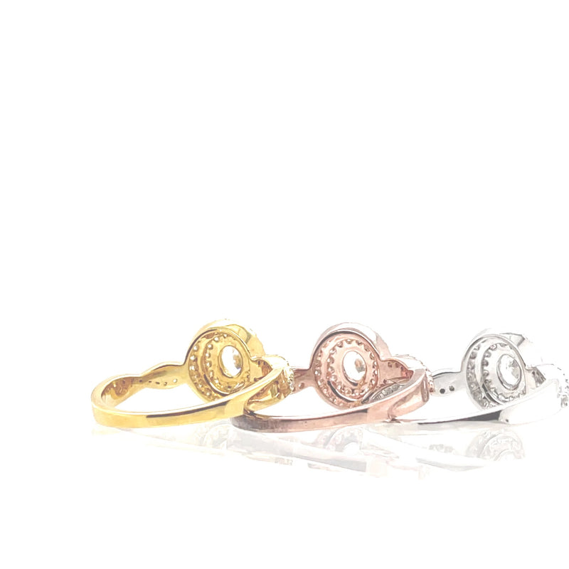 10K gold and natural diamonds halo shape rings