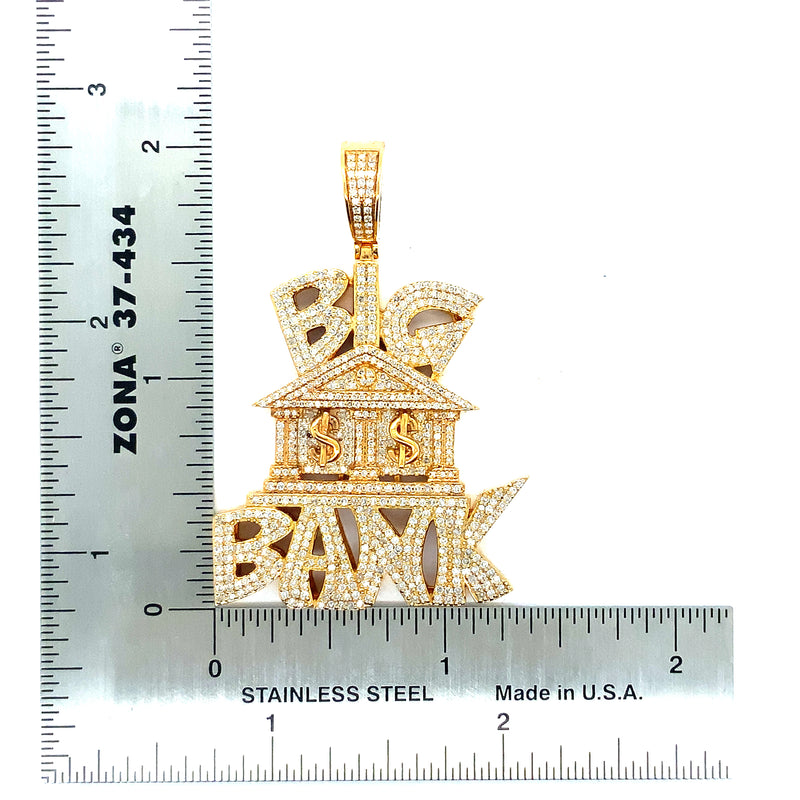 10k yellow gold big bank pendant