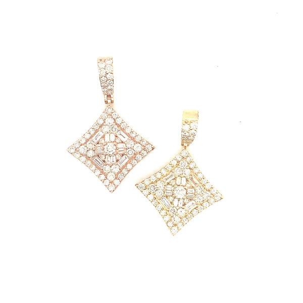 10k gold diagonal shape pendant