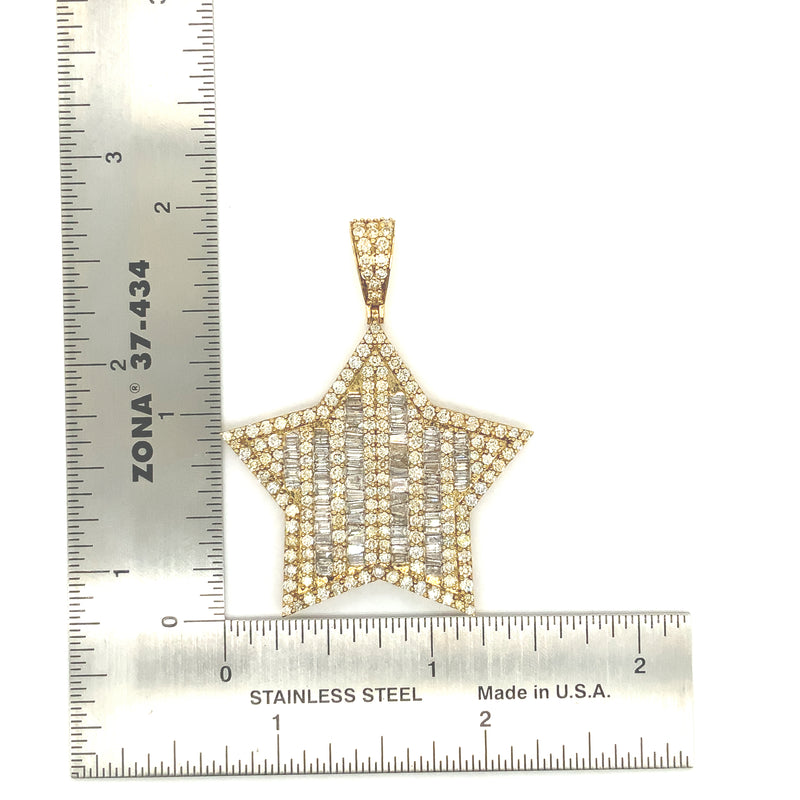 10K yellow gold natural diamond big star pendant