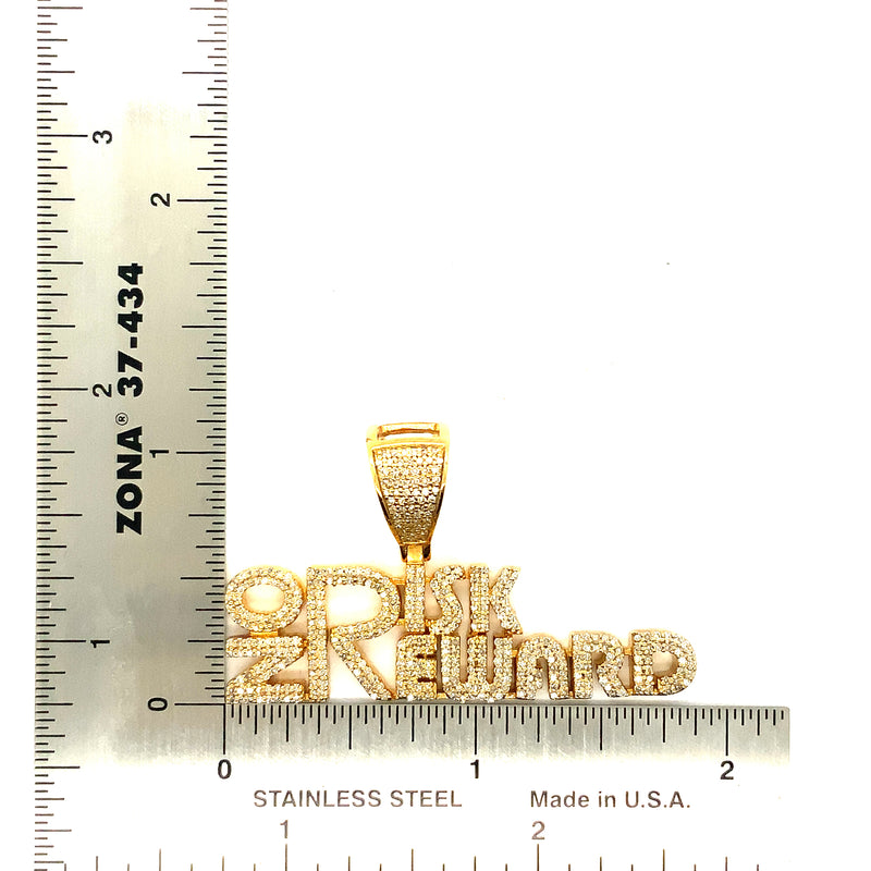 10K yellow gold “No risk reward” pendant