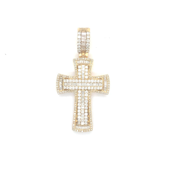 Yellow gold two step diamond cross