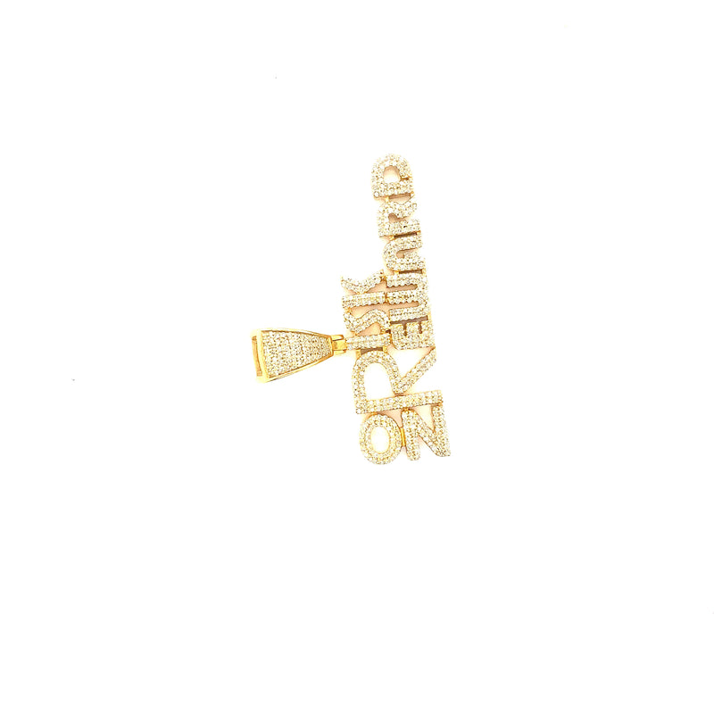10K yellow gold “No risk reward” pendant
