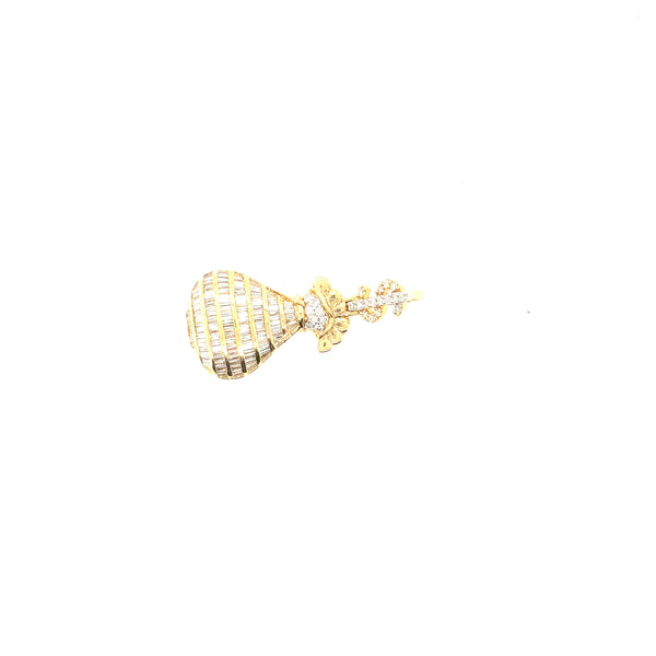10k yellow gold money bag pendant