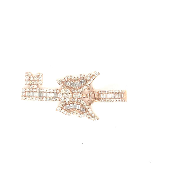 10k rose gold butterfly key pendant with natural diamonds