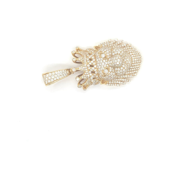 10k yellow gold lion head pendant