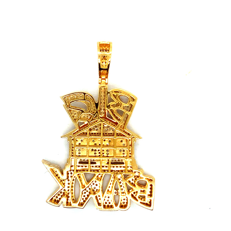 10k yellow gold big bank pendant