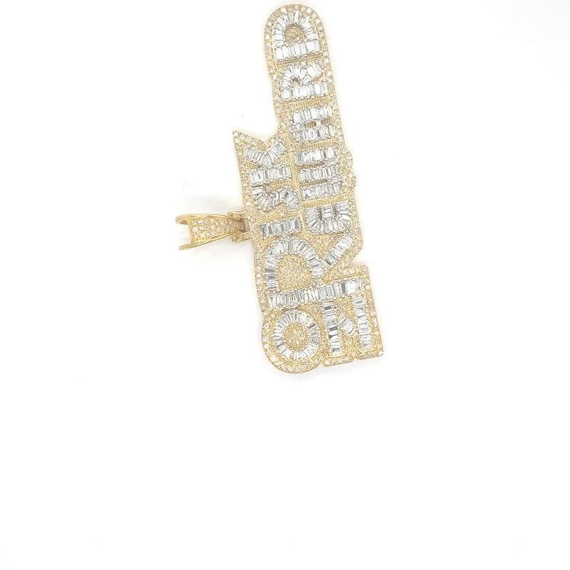 10k yellow gold “No risk no reward” pendant