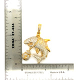 10k yellow gold shark pendant