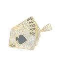 10K yellow gold cards pendant