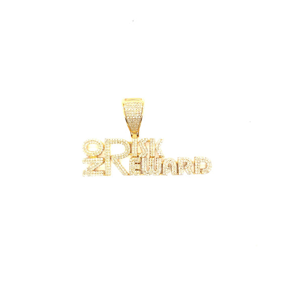 10K yellow gold “No risk reward” pendant