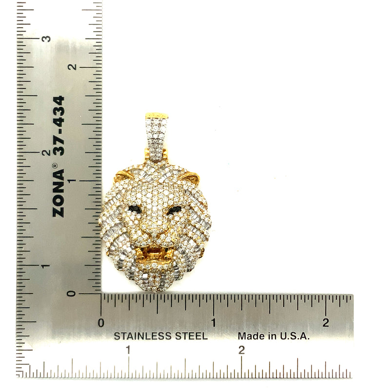 10k yellow gold lion head pendant