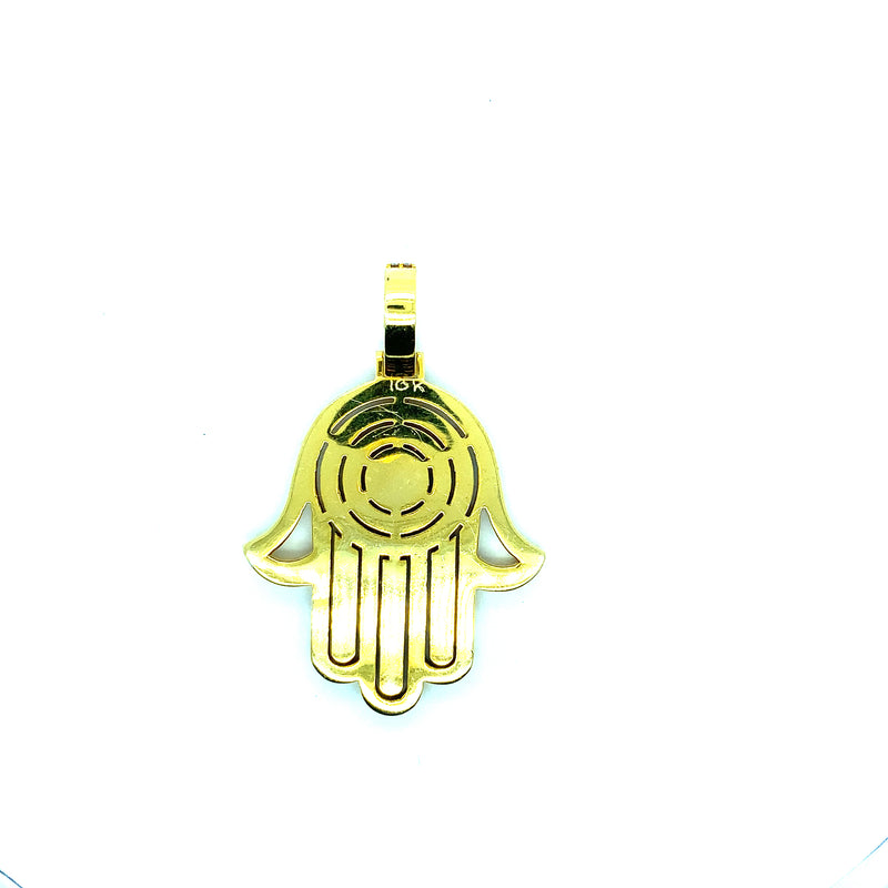 10k gold round diamonds hamsa pendant