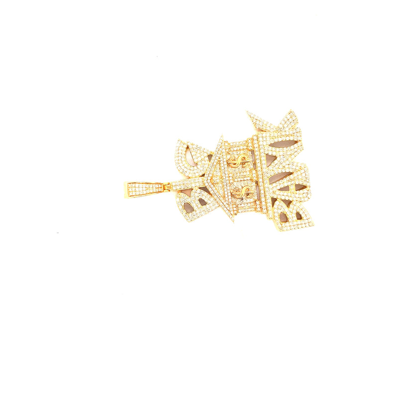 10k yellow gold big bank pendant
