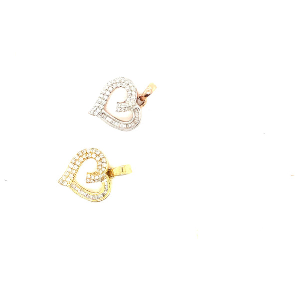 10k gold heart pendants with natural diamonds