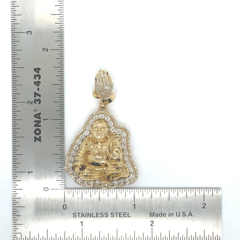 10k yellow gold Buda pendant natural diamond