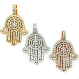 10k gold round diamonds hamsa pendant