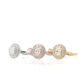 10K gold and natural diamonds halo shape rings