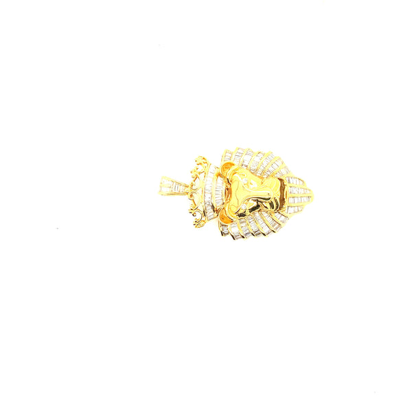 10k yellow gold lion face pendant