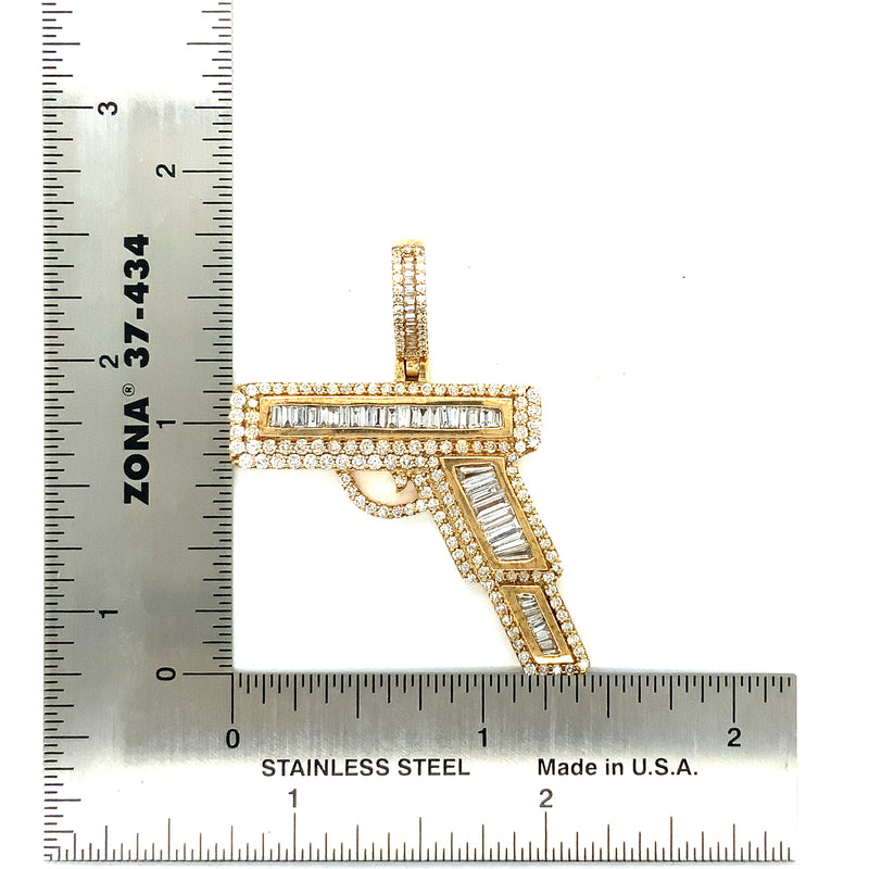 10k yellow gold gun pendant