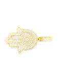 10K gold baguette and round diamond mix hamsa pendant