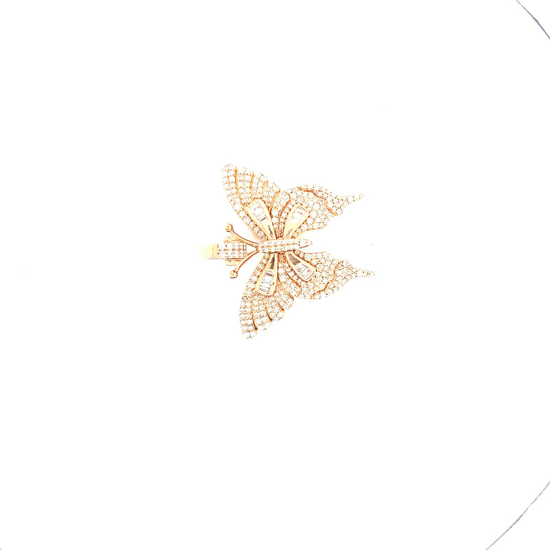 10K rose gold butterfly diamond pendant