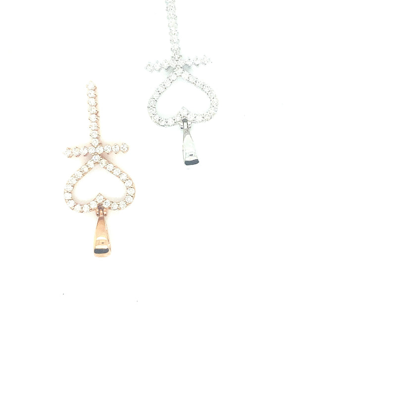 10k gold heart keys pendant