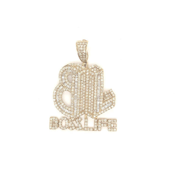 10k yellow gold “Boss Life” pendant