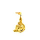 10k yellow gold wheel chair pendant