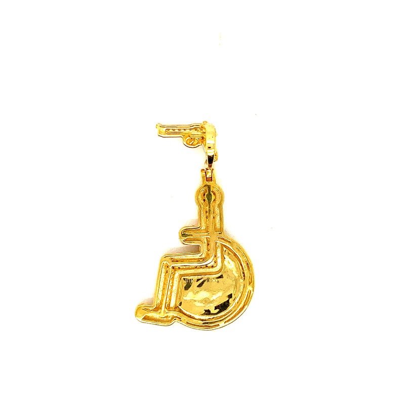 10k yellow gold wheel chair pendant