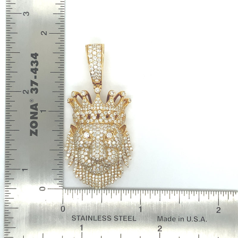 10k yellow gold lion head pendant