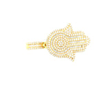 10K gold baguette and round diamond mix hamsa pendant