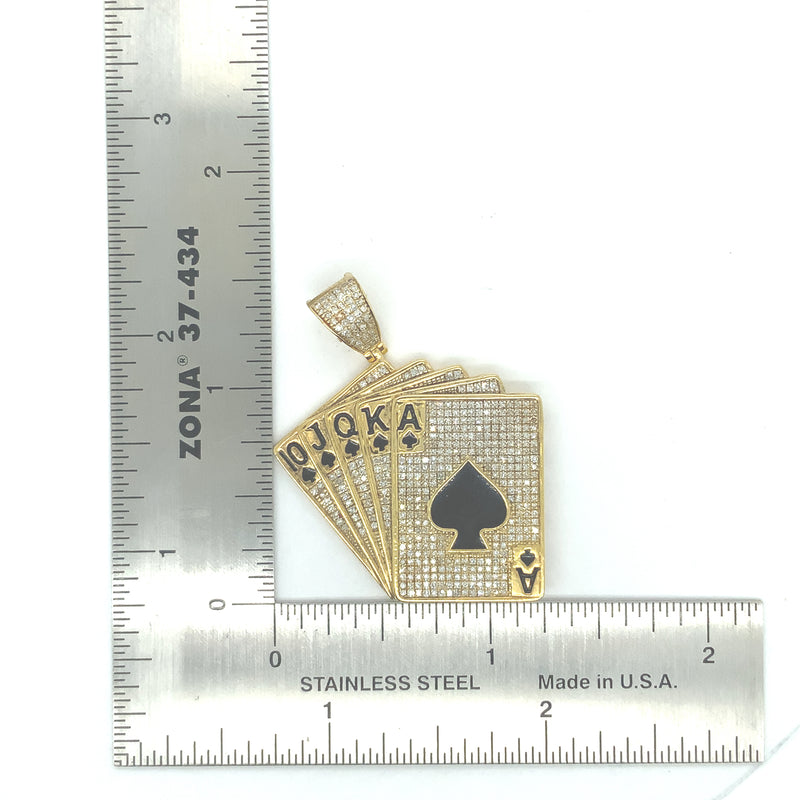 10K yellow gold cards pendant