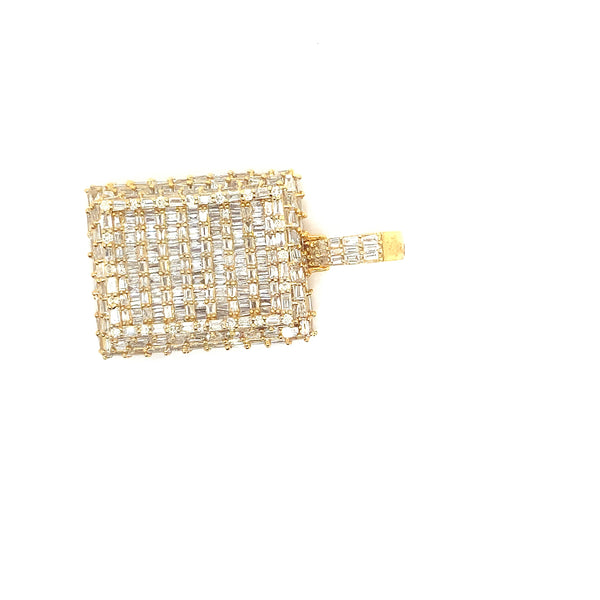 10K Yellow gold natural diamond square shape pendant