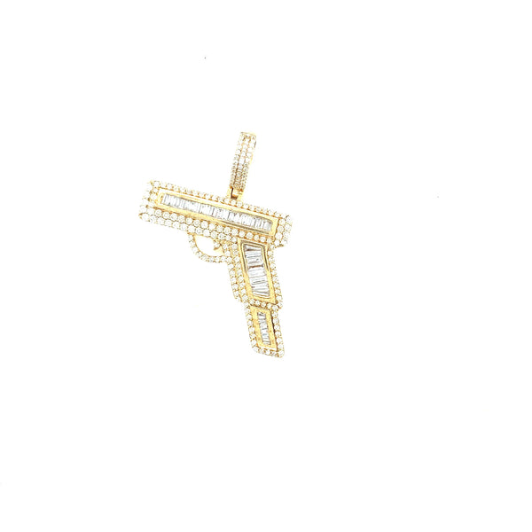 10k yellow gold gun pendant