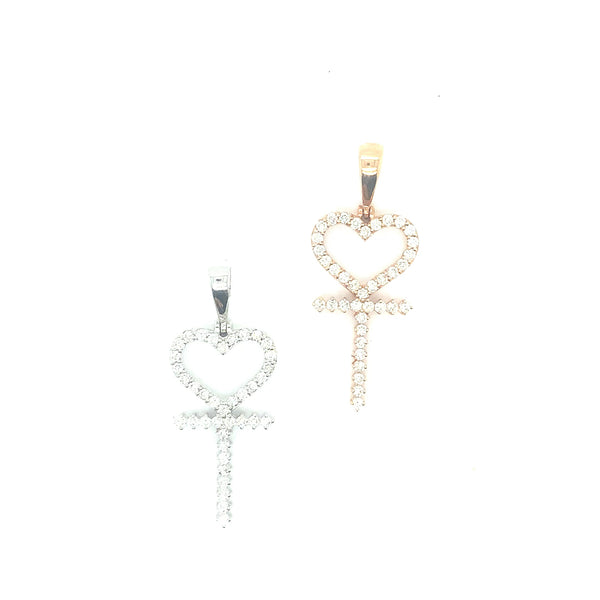 10k gold heart keys pendant